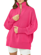 Women's Oversized Quarter Zip Sweater Pullover