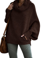 Women's Cowl Neck Pullover Sweaters with Pockets