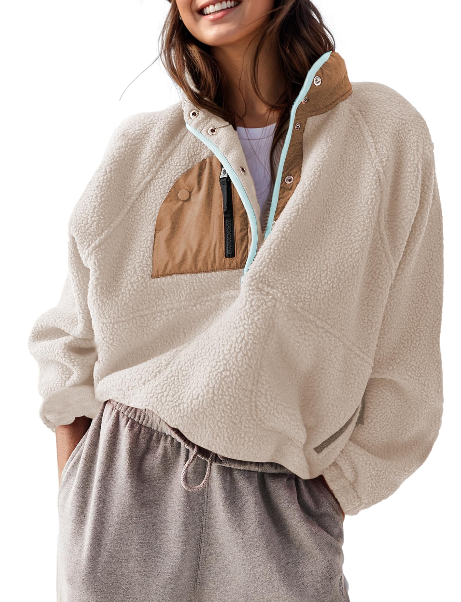 Women's Sherpa Fleece Pullover Jacket
