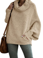 Women's Cowl Neck Pullover Sweaters with Pockets