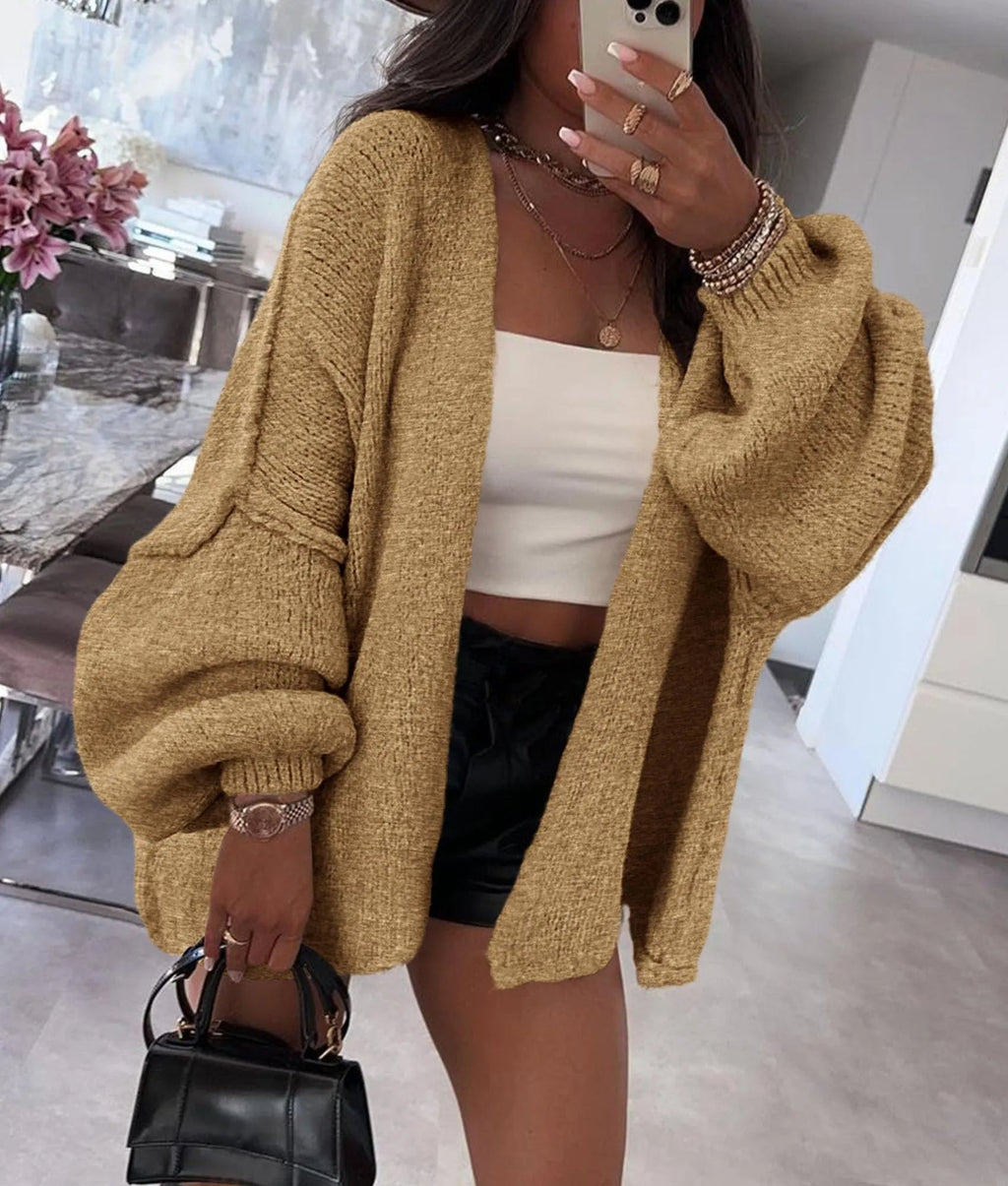 Women's Oversized Lantern Sleeve Sweater Cardigan