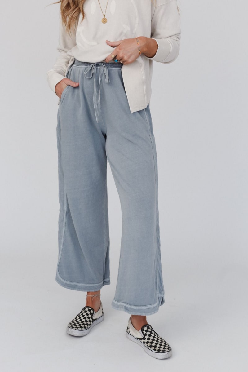 Women's Acid Washed Faded Wide Leg Pants