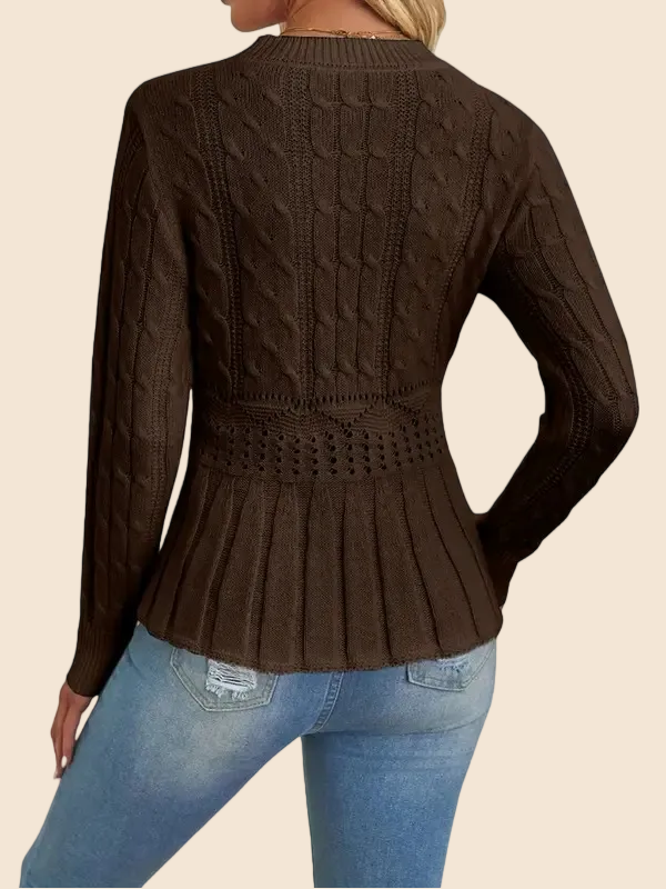 Women's Crew Neck Long Sleeve Chunky Knit Sweater