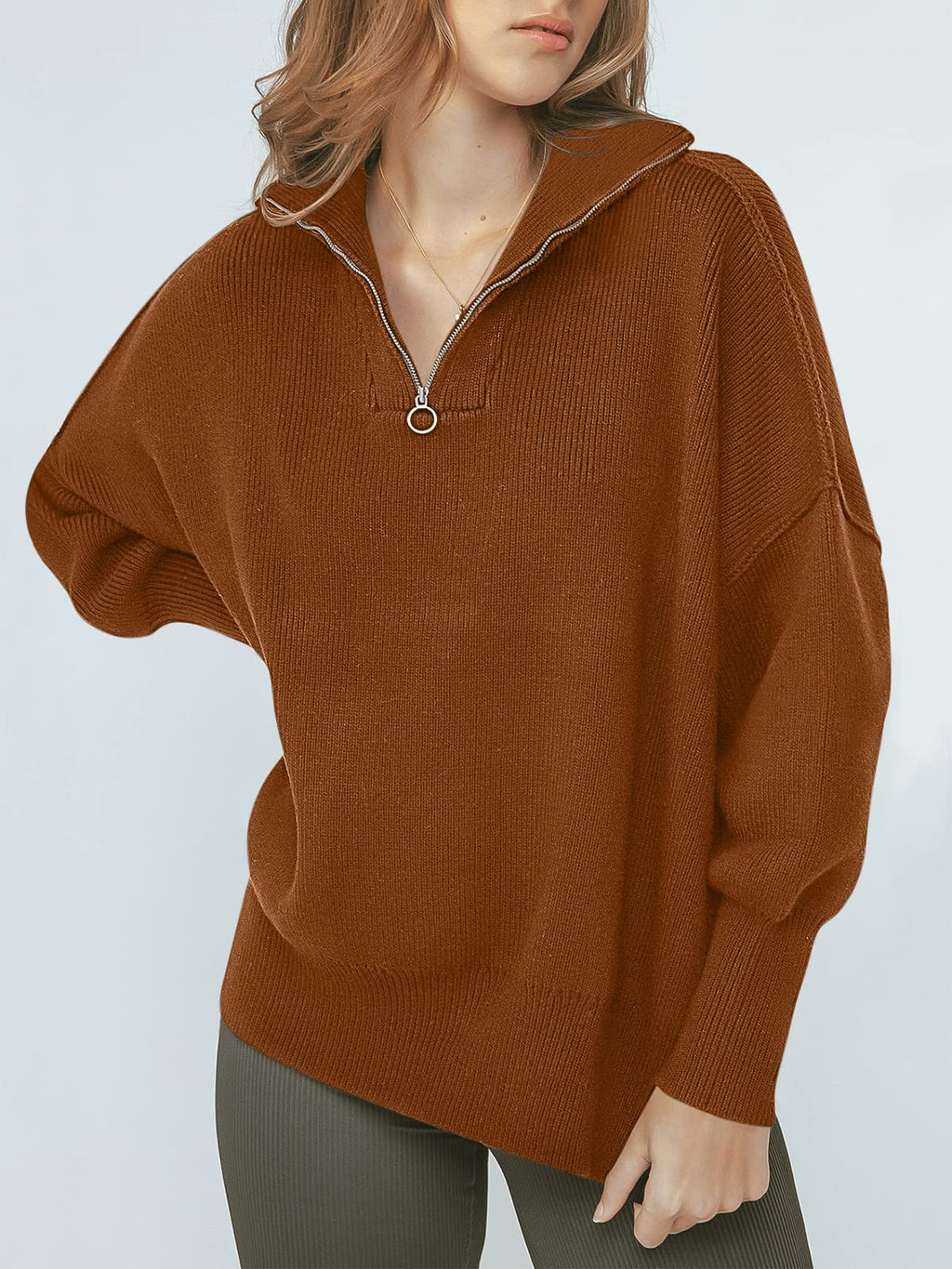 Women's Oversized Quarter Zip Sweater Pullover
