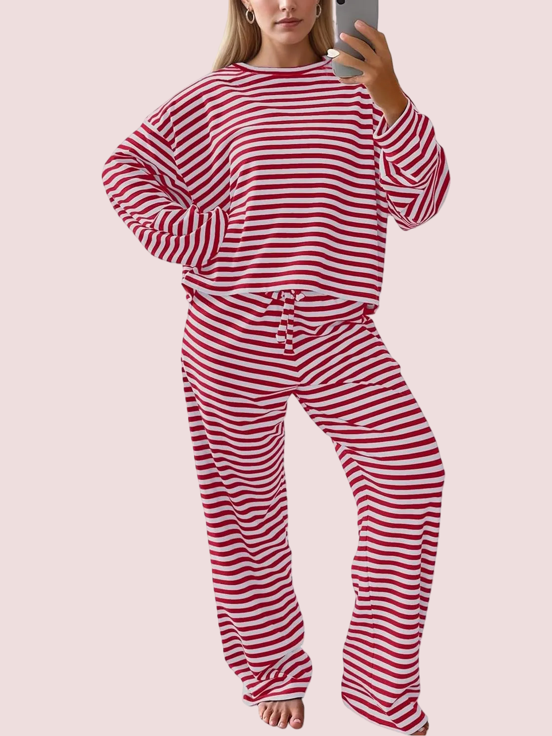 Women's Striped Casual Two-Piece Set