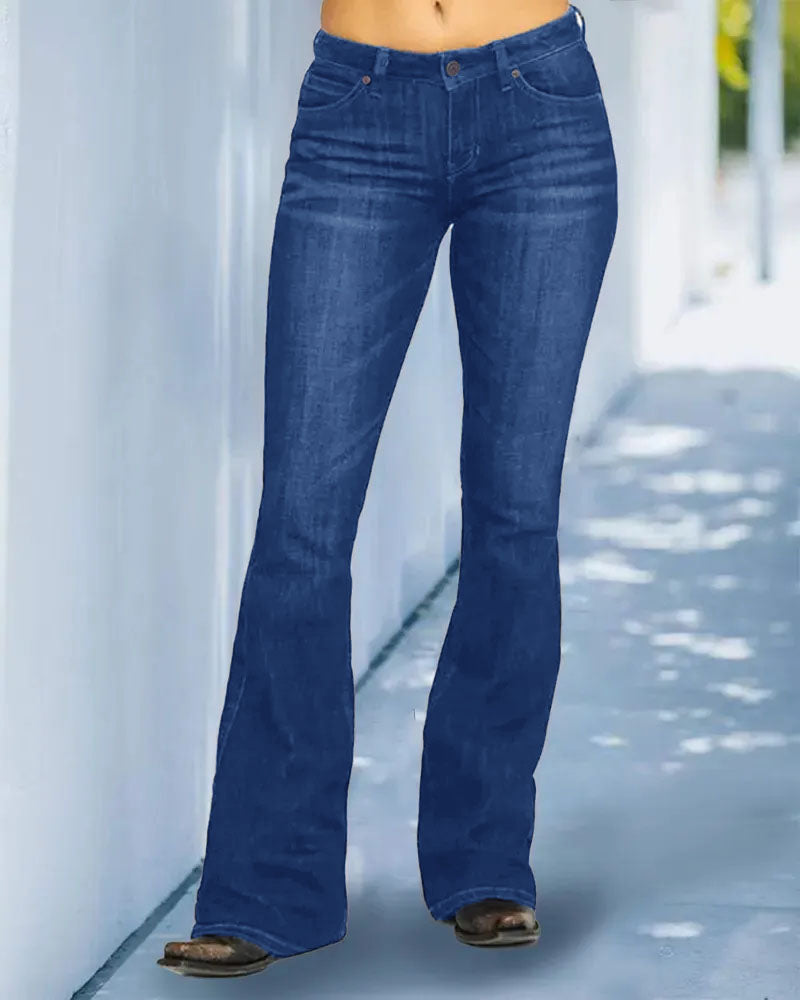 Women's Mid Waist Retro Bootcut Pants