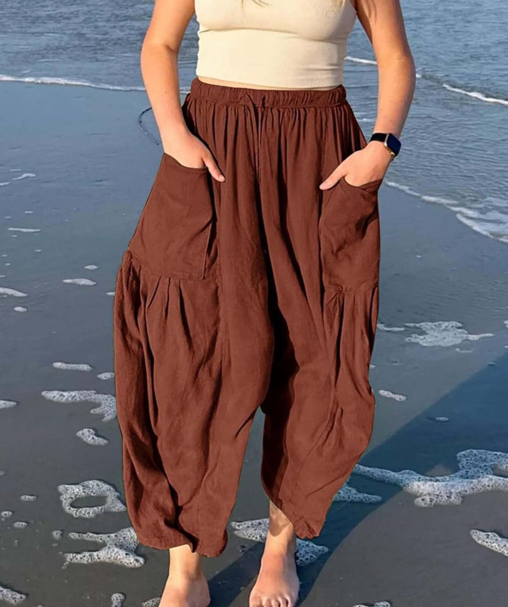 Women¡®s Casual Linen Blend Palazzo Pants