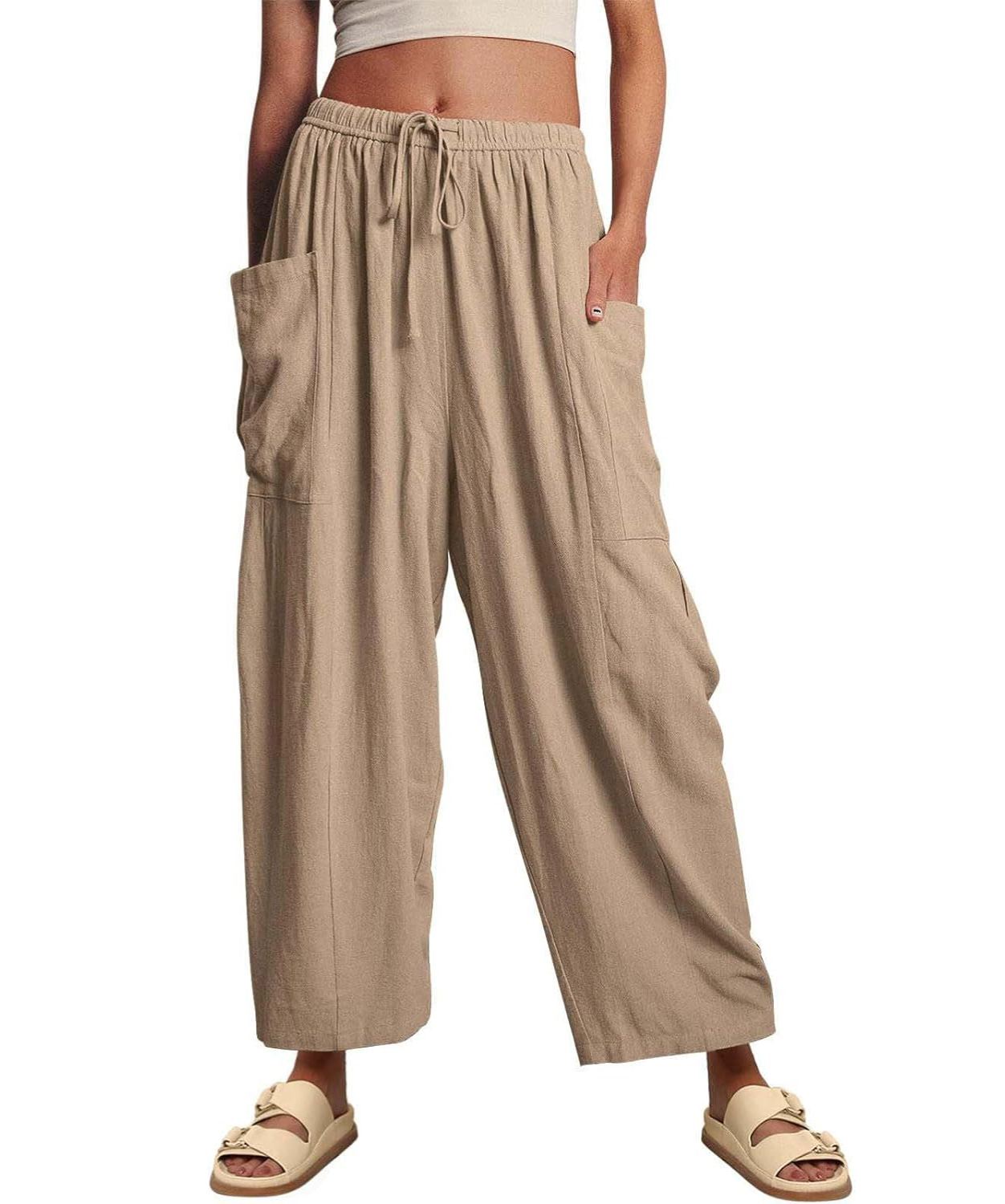 Women¡®s Casual Linen Blend Palazzo Pants