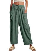 Women¡®s Casual Linen Blend Palazzo Pants