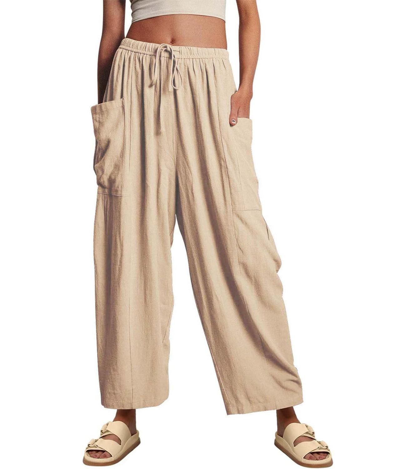 Women¡®s Casual Linen Blend Palazzo Pants