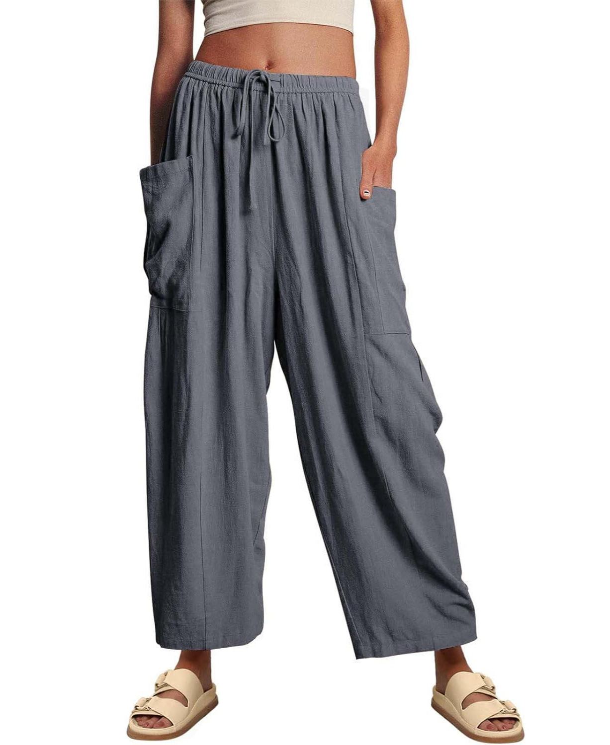 Women¡®s Casual Linen Blend Palazzo Pants