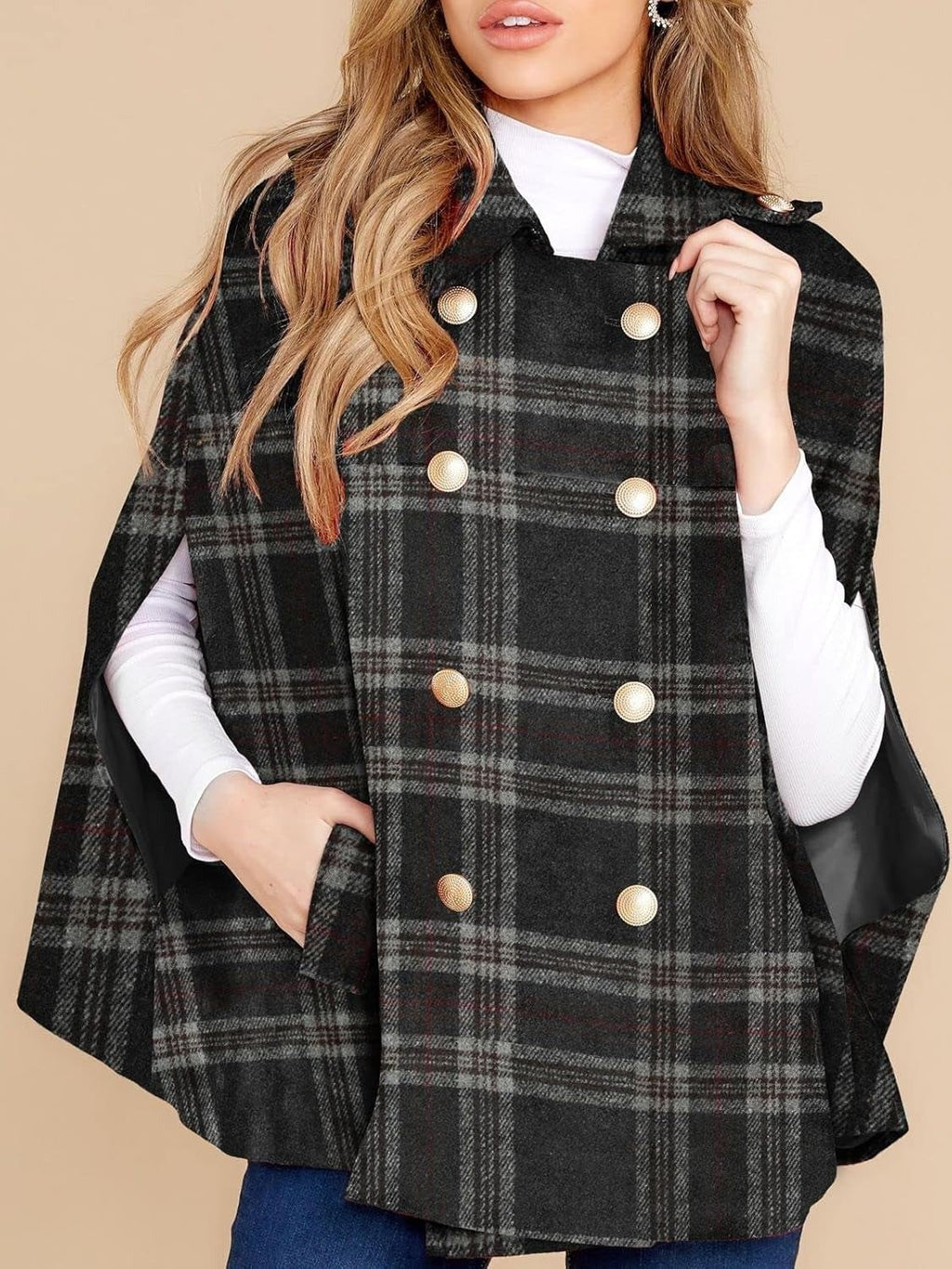Women's Plaid Winter Cape Coat (Buy 2 Free Shipping)