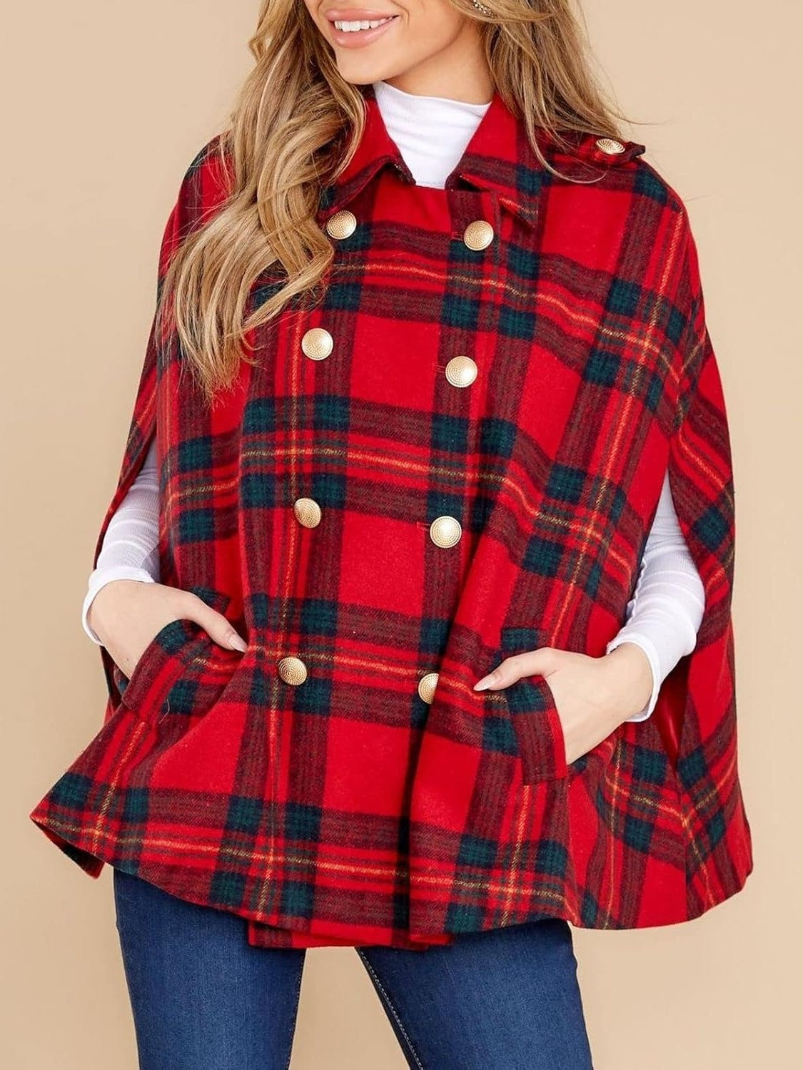 Women's Plaid Winter Cape Coat (Buy 2 Free Shipping)