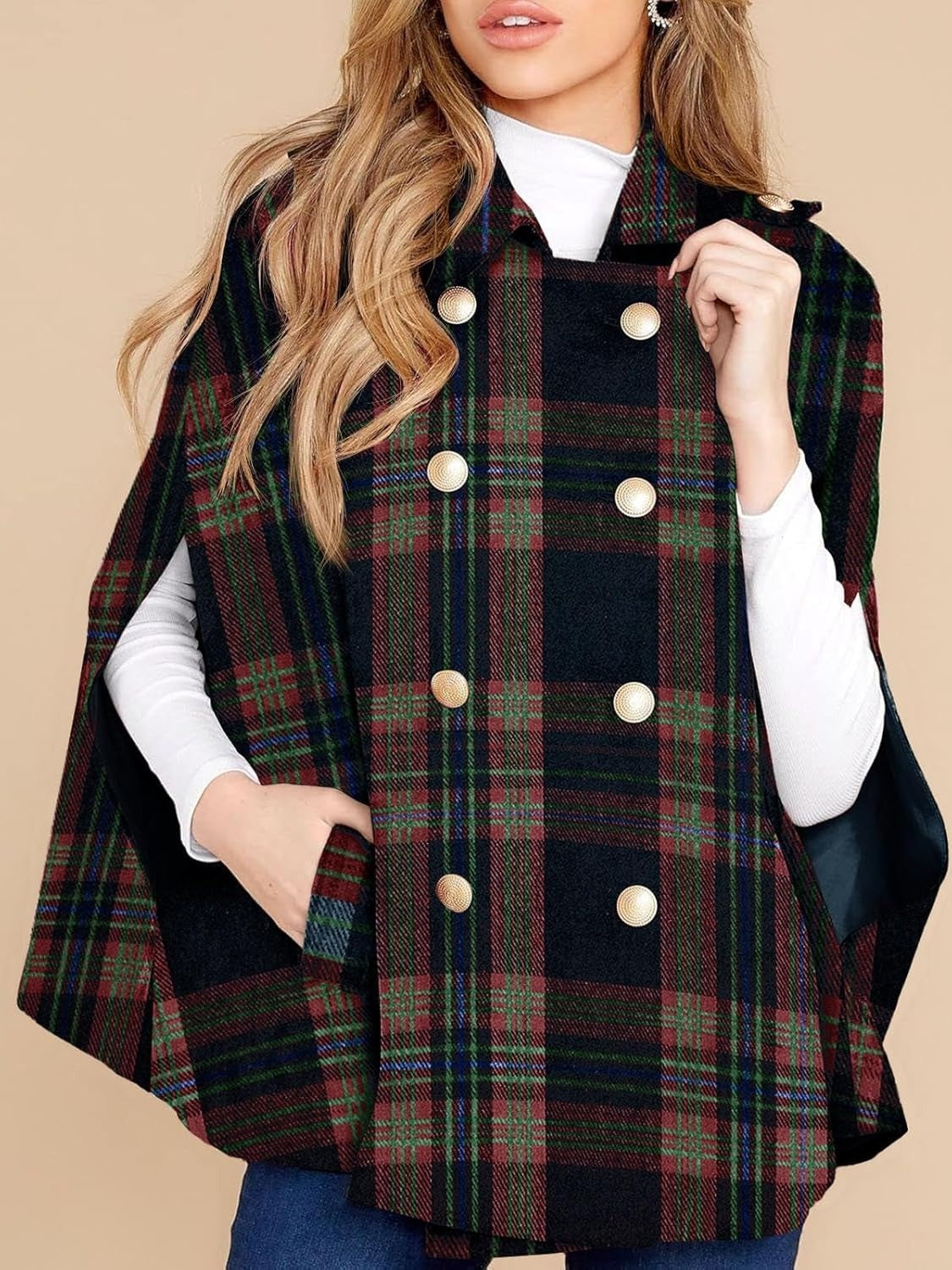 Women's Plaid Winter Cape Coat (Buy 2 Free Shipping)