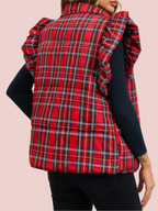 Women's Christmas Ruffle Sleeveless Plaid Vest