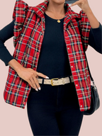 Women's Christmas Ruffle Sleeveless Plaid Vest