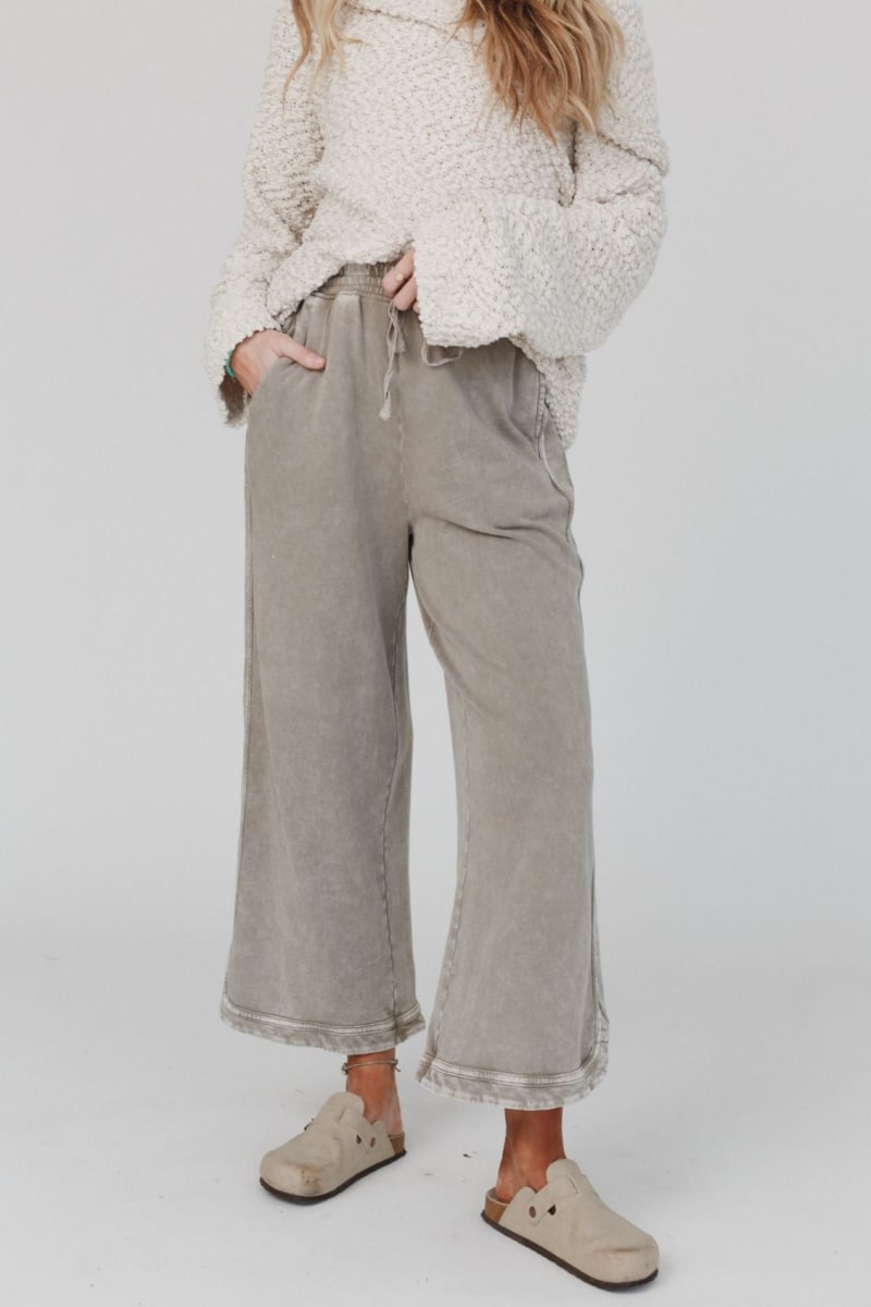 Women's Acid Washed Faded Wide Leg Pants