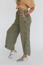 Women's Acid Washed Faded Wide Leg Pants