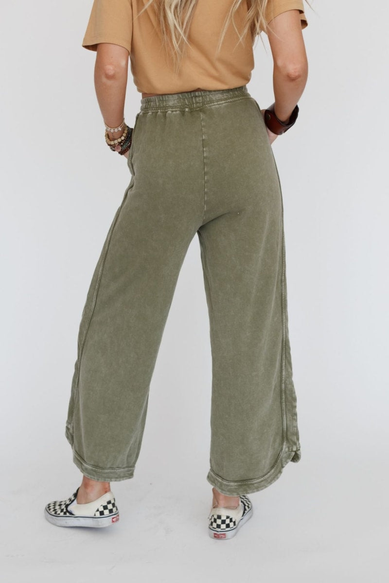 Women's Acid Washed Faded Wide Leg Pants