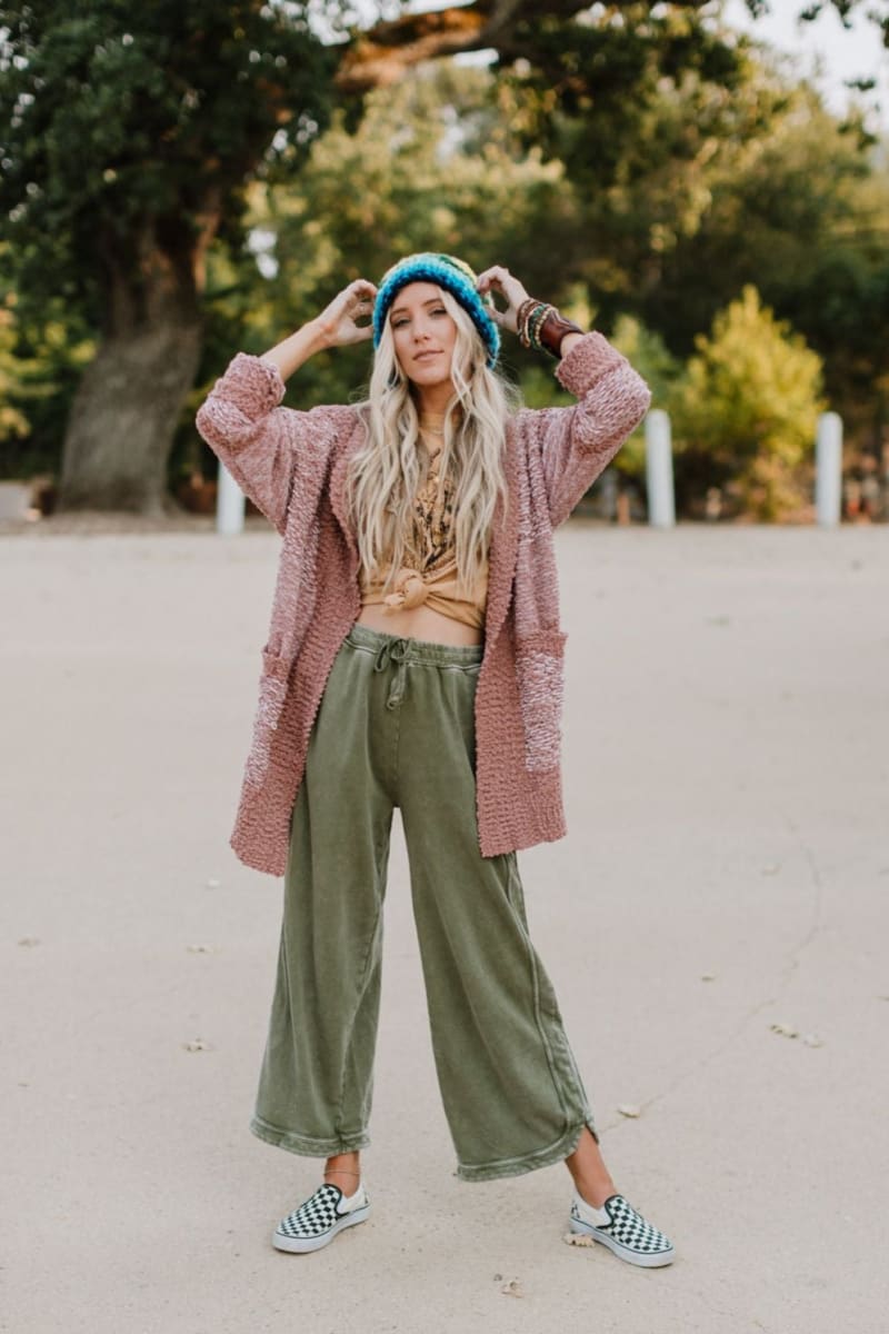 Women's Acid Washed Faded Wide Leg Pants